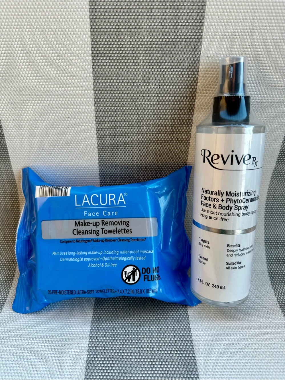 ReviveRx NEW Sealed Full Size 8 oz Moisturizing Face & Body Spray + Lacura Wipes